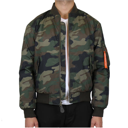 Men's Heavyweight MA-1 Bomber Flight Jacket - Classic Orange Lining, Water-Resistant, Ribbed Collar & Cuffs