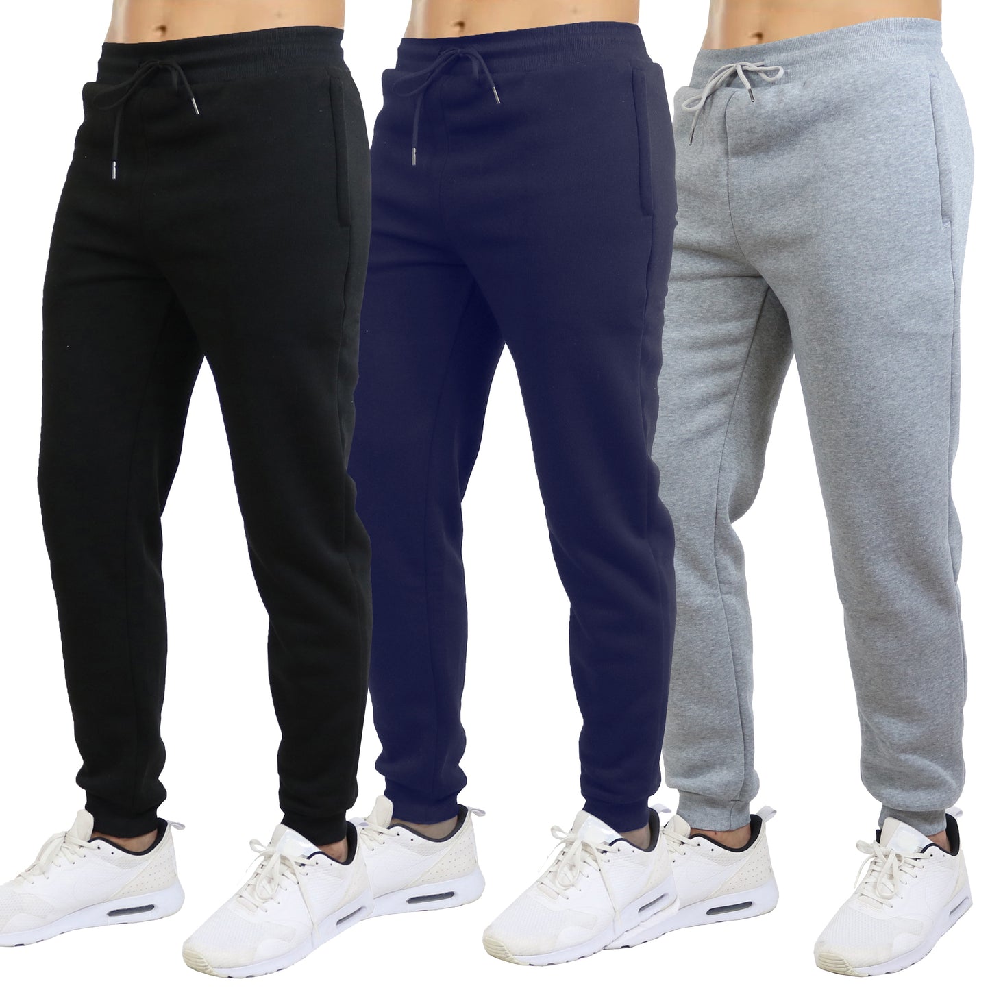 3-Pack Mens Slim Fit Fleece Jogger Sweatpants (S-2XL)